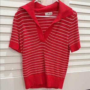 Red and White Striped Women's Sweater